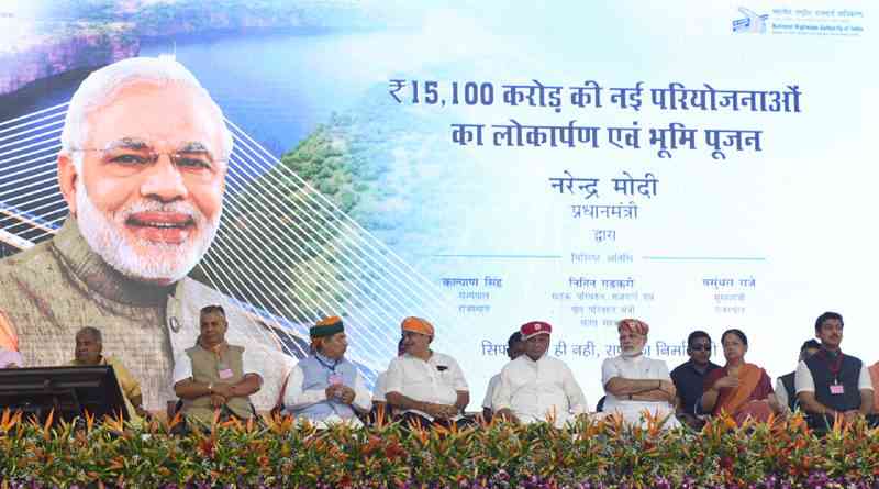 PM Narendra digitally addressed a large gathering in various cities while performing the ground breaking ceremony for 6 NH projects