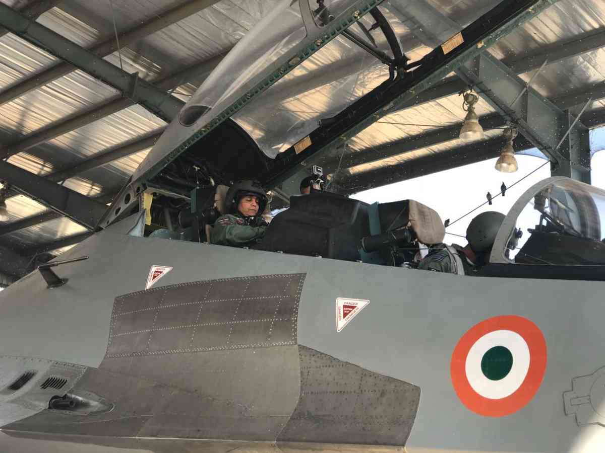 Defence Minister on the rear Seat of Sukhoi