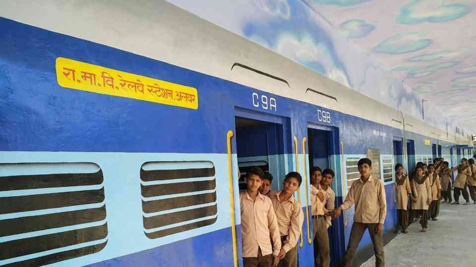 Rajasthan Govt. School Railway station themed classrooms
