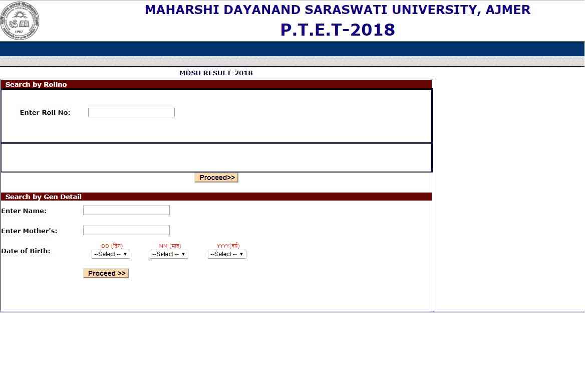 Rajasthan PTET 2018 Result