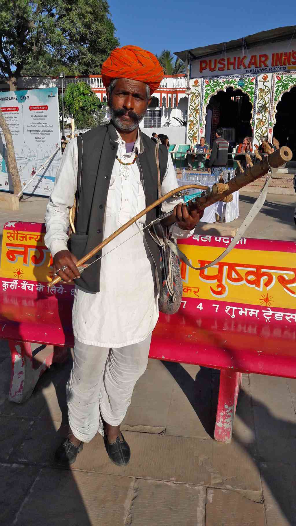 traditional Rajasthani musician shows off his ravanahatha