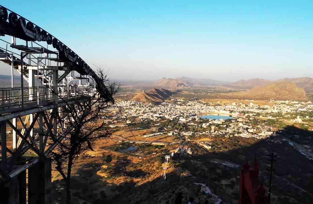 sweeping view of Pushkar city and the lake
