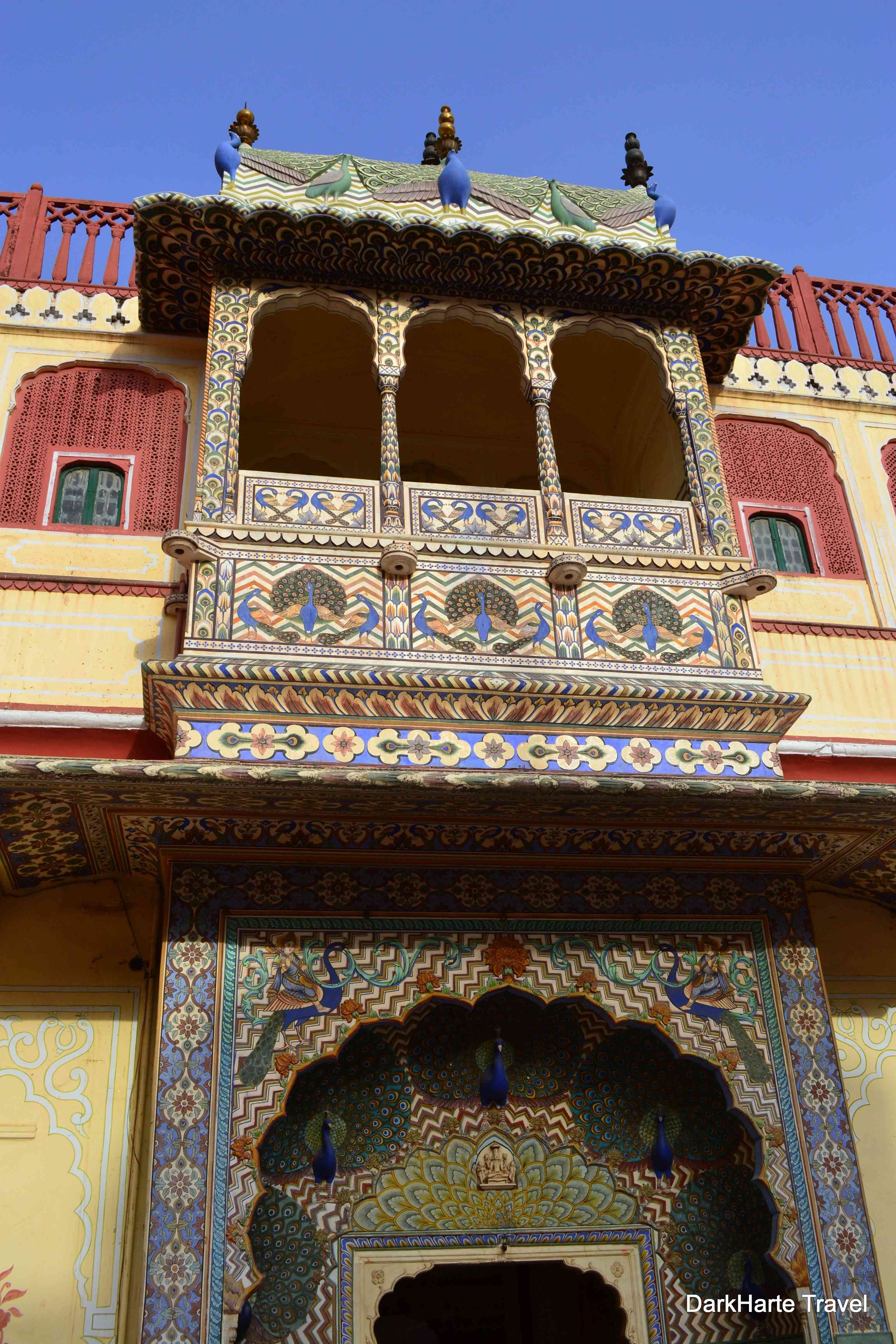 A close-up of the amazing Peacock Gate, dedicated to Lord Vishnu.