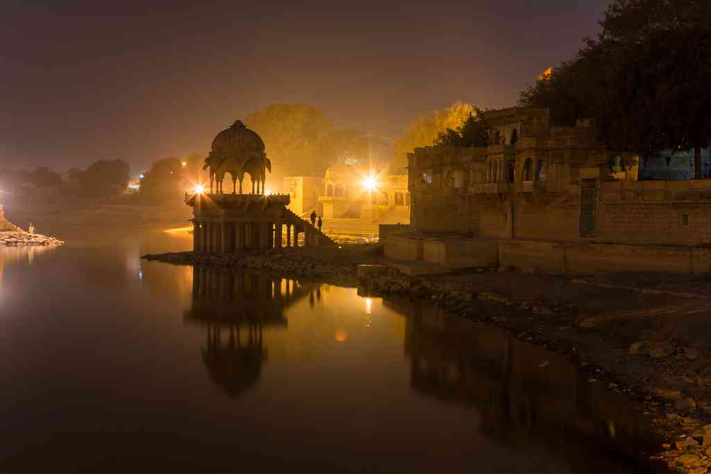 Night view of Gadsisar Lake