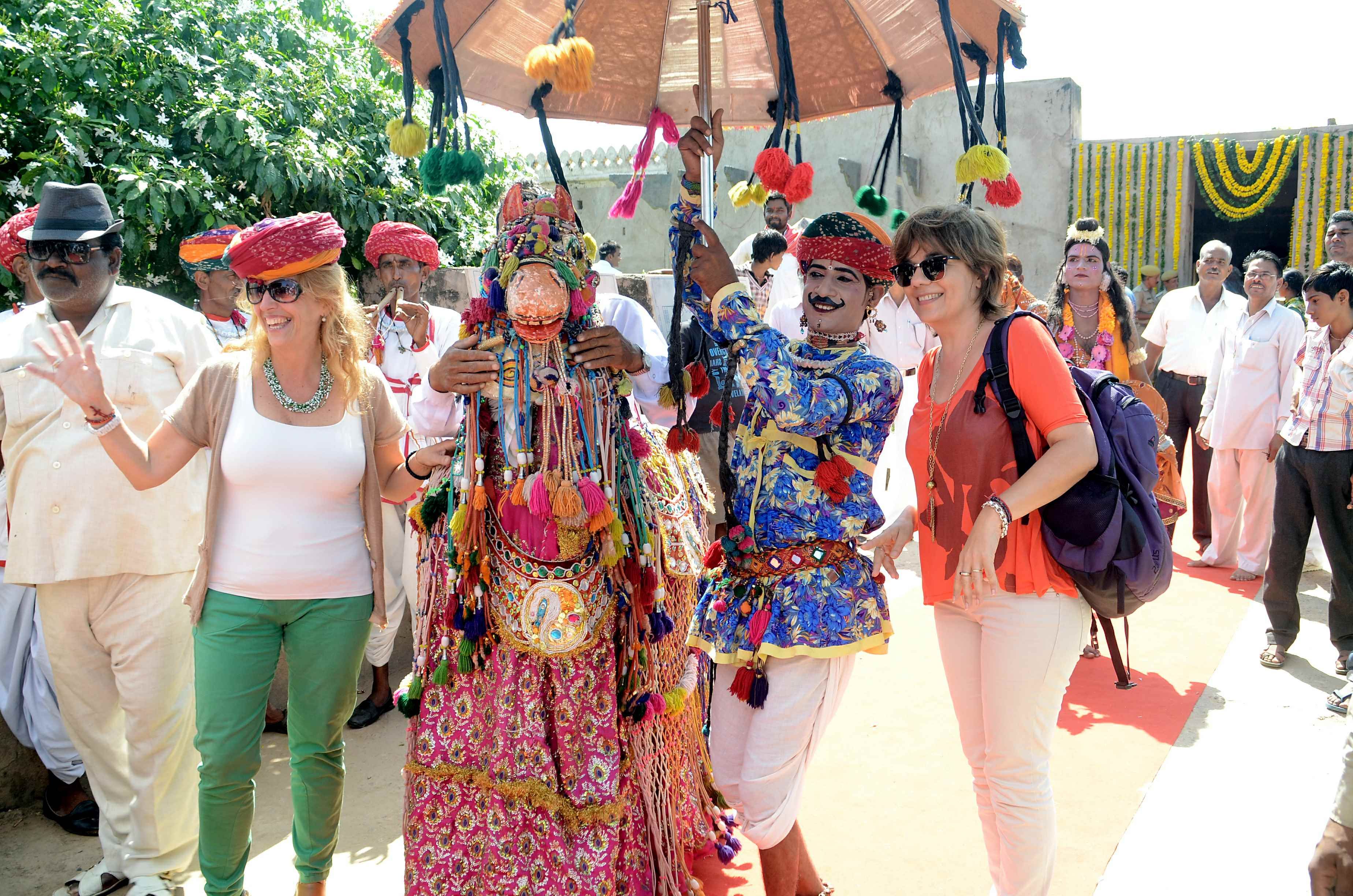 Dancers performing Kachchi Ghodhi dance, and the foreign guests joined in.