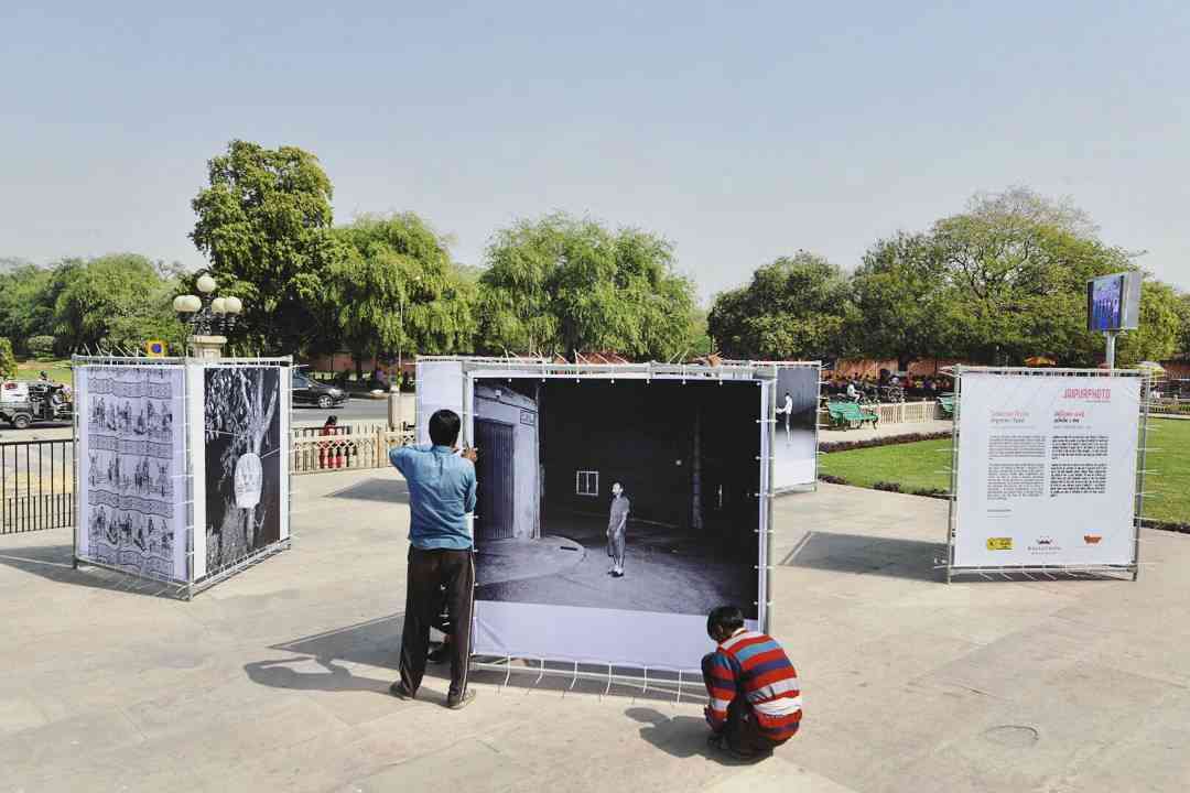 Sebastian Bruno's work being installed at the Albert Hall Museum #JaipurPhoto